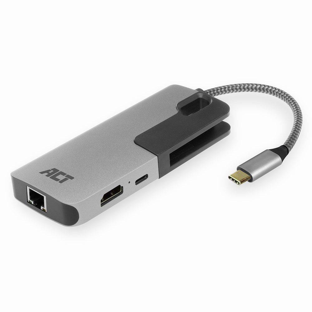 Act Docking Station PC USB-C naar HDMI multipoortadapter met ethernet en USB-hub