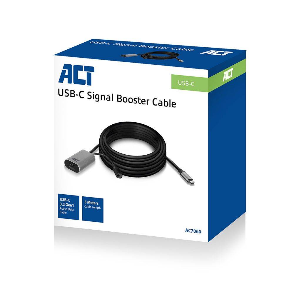 Act USB-kabel USB-C verlengkabel signaalversterker, 5 meter