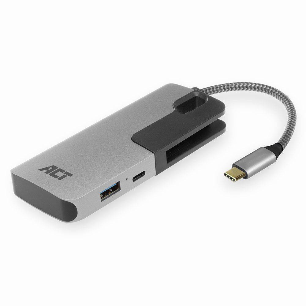 Act Adapter USB USB-C Hub 3 port met cardreader en PD pass through