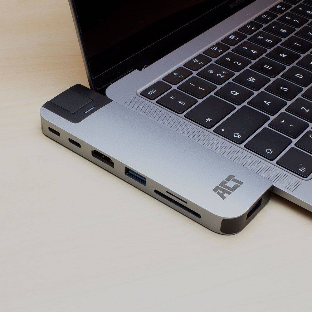 Act USB hub USB-C Thunderbolt™ 3 naar HDMI multipoortadapter 4K met ethernet, USB-hub, kaartlezer en PD-doorvoer