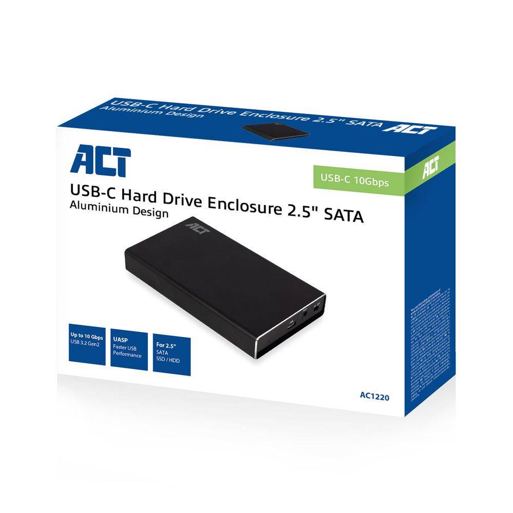Act Hardeschijfbehuizing USB-C 3.2 Gen2 2.5 inch HDD/SSD behuizing