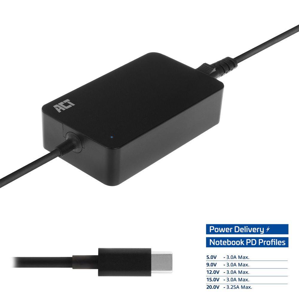 Act Oplader USB-C laptoplader met Power Delivery profielen 65W