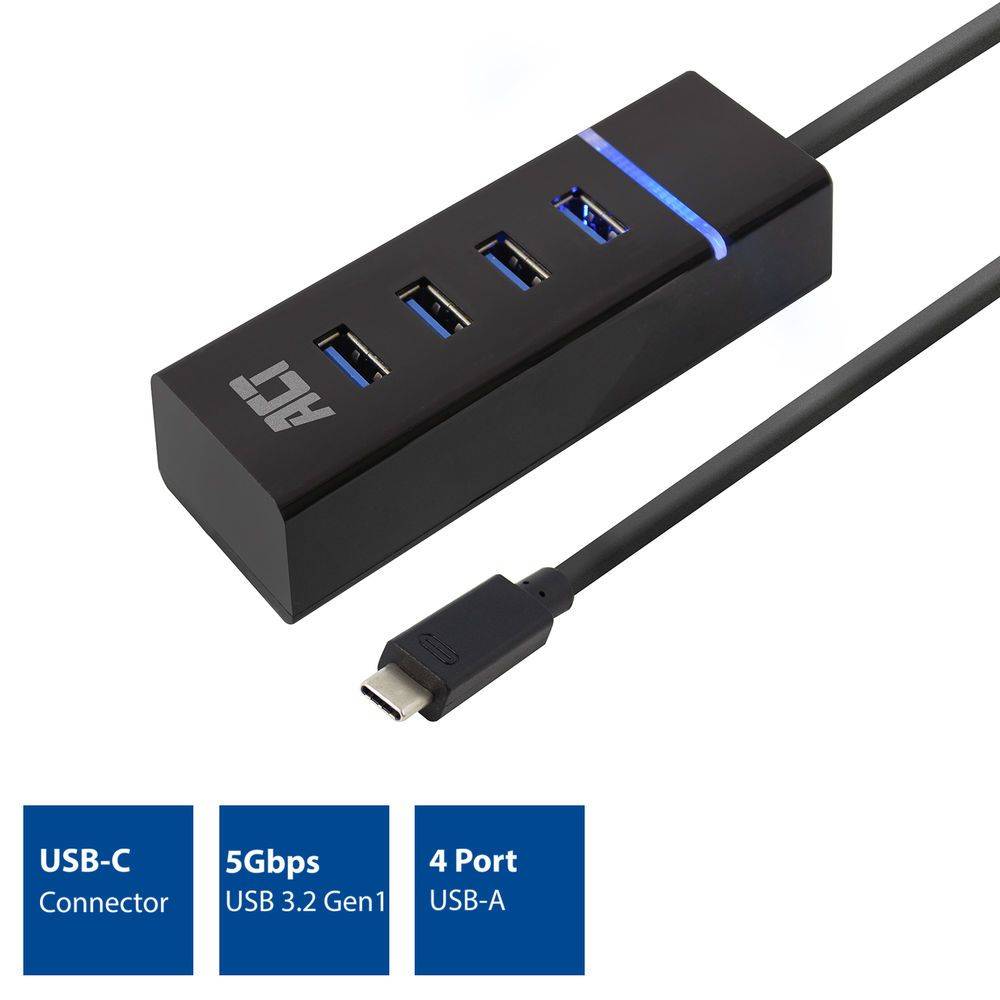 Act USB hub USB-C Hub 3.2 met 4 USB-A poorten