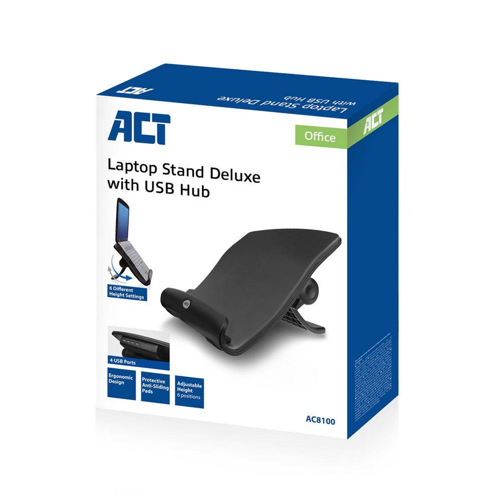 Act Monitorstand/Arm Laptopstandaard, 6 posities in hoogte verstelbaar, hub met 4 poorten