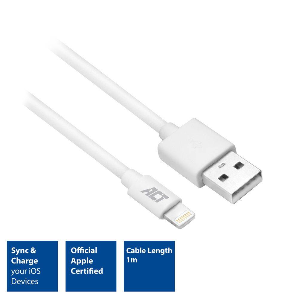 Act USB-kabel Act 1 meter usb naar lightning laad/data