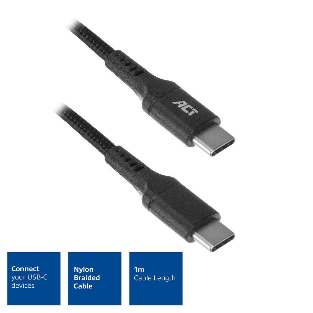 Act USB-kabel AC3096 USB 2.0 connection cable C male - C male 1 meter Zwart