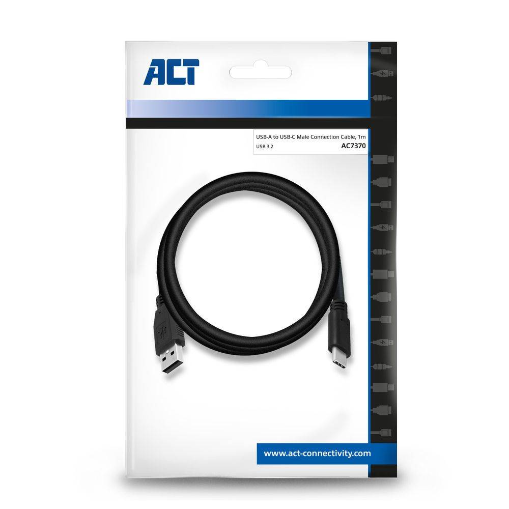 Act USB-kabel USB 3.2 Gen1 aansluitkabel A male - C male 1 meter Zwart