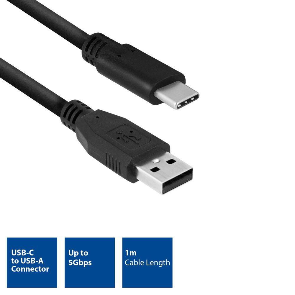 Act USB-kabel USB 3.2 Gen1 aansluitkabel A male - C male 1 meter Zwart