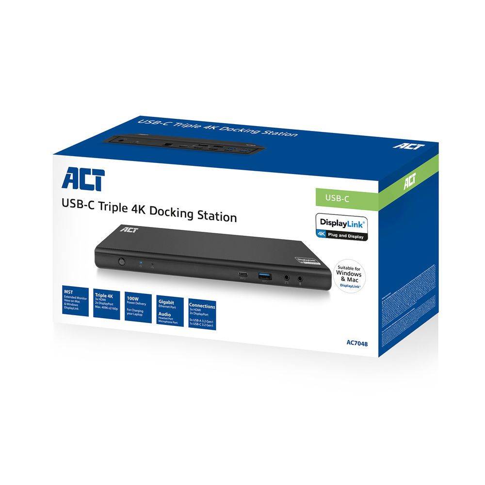 Act Docking Station PC AC7048 USB-C Triple 4K Docking Station