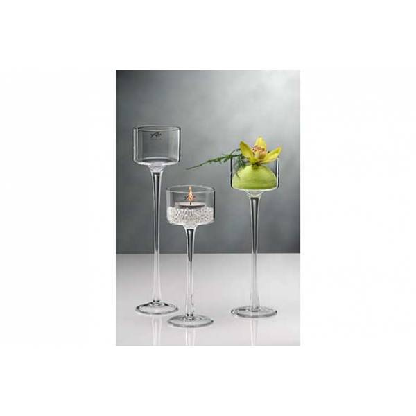 Glas Op Voet Candle Light Transparant 9x9xh20cm Rond Glas 