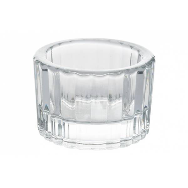 Kaarsenhouder Ribbed Transparant 5x5xh3, 3cm Rond Glas 