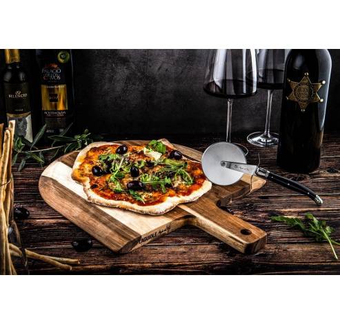 Premium Line Pizzasnijder Zwart Met Serveerplank Acacia  Style de Vie