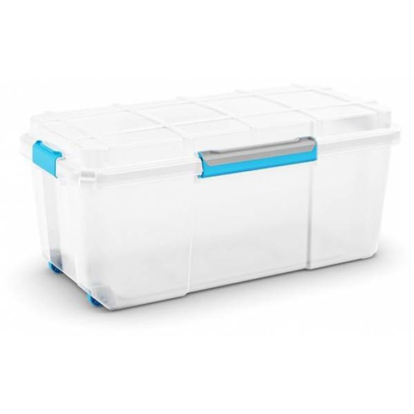 Scuba Box L Wit 80l Op Wielen Blauw Clips 78x39.5xh36cm 