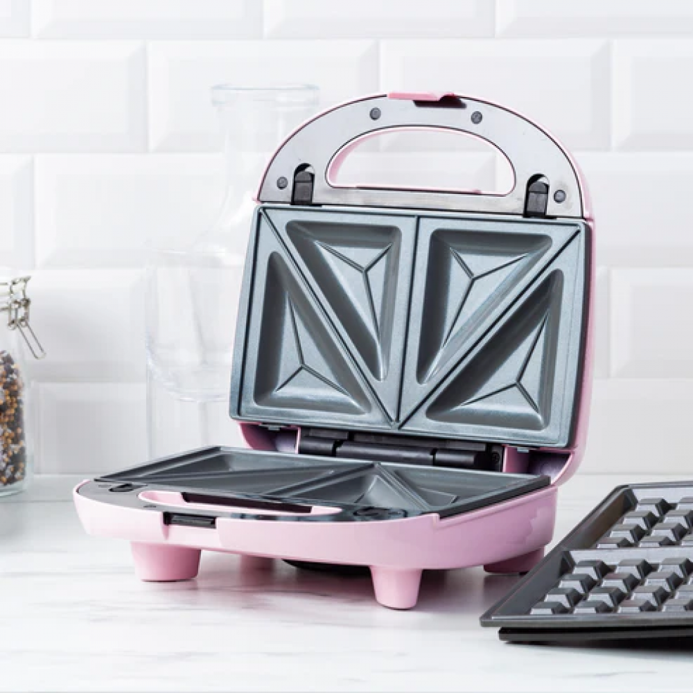 Greenchef Croque-monsieur-apparaat 3-in-1 Grill Sandwich/Waffle/Panini Maker Pink