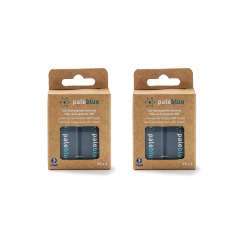 9V USB oplaadbare slimme batterijen 2pack  Pale Blue