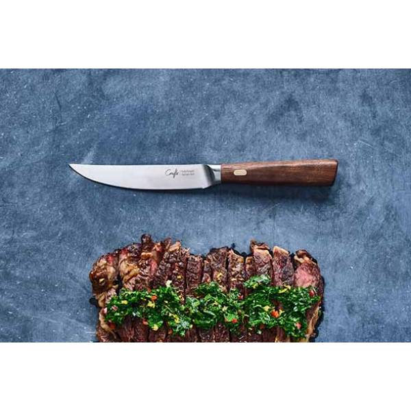 Couteaux & Co Steakmes 12cm Set6 Glad Lemmet - Walnoten Handvat 