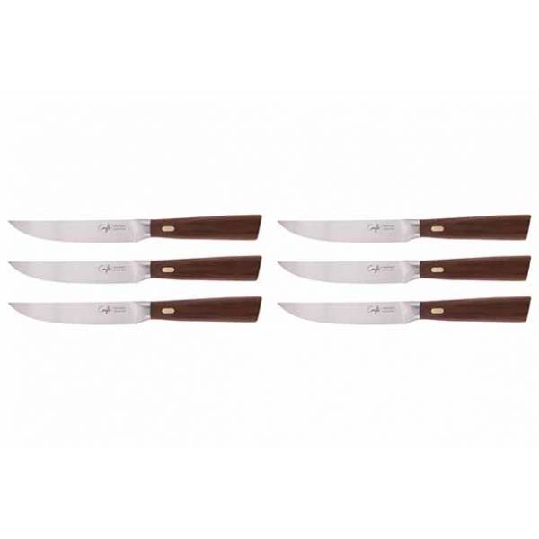 Couteaux & Co Steakmes 12cm Set6 Glad Lemmet - Walnoten Handvat 