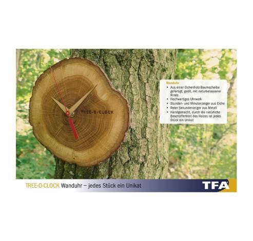 Analoge wandklok van eikenhout TREE-O-CLOCK 60.3046  TFA