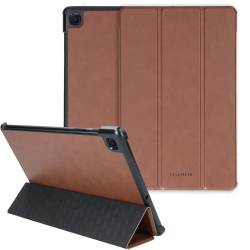Selencia Samsung Galaxy Tab S6 Lite Nuria Vegan Lederen Trifold Book Case Bruin