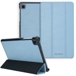Selencia Samsung Galaxy Tab A7 Lite Nuria Vegan Lederen Trifold Book Case Lichtblauw