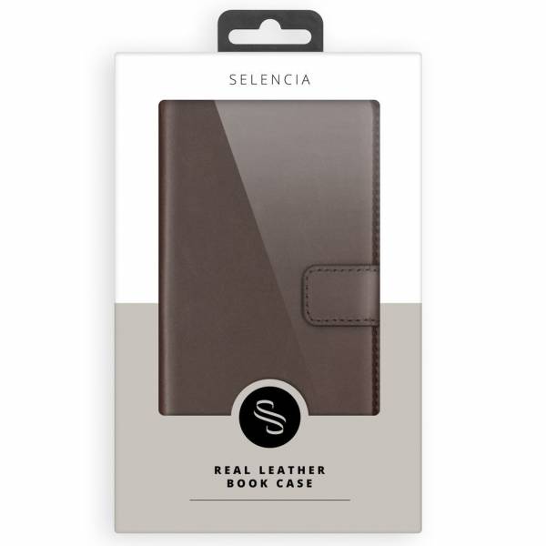 Selencia Samsung Galaxy S21 Echt Lederen Booktype Bruin