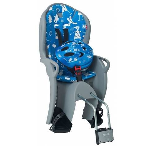 KISS SAFETY PACKAGE (seat + helmet) MEDIUM GREY W/ LIGHT BLUE PADDING  Hamax