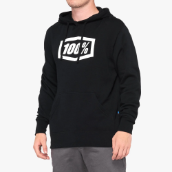 100% ESSENTIAL Hooded Pullover  Black Size: LG 