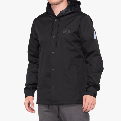 APACHE Hooded Snap Jacket Black Size: LG  100%