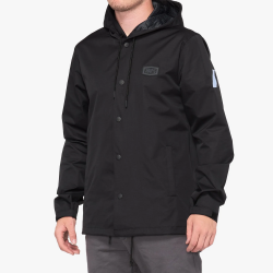 100% APACHE Hooded Snap Jacket Black Size: MD 