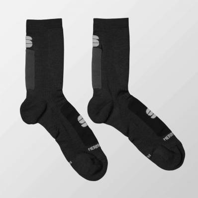 MERINO WOOL 18 SOCKS BLACK ANTHRACITE   S 