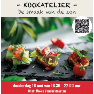 Kookatelier 28 - De smaak van de zon met exotische ingrediënten  Dinsdag 16/05 18.30-22.00 met Mieke Vanderstraeten  Workshops
