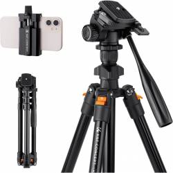 K&F Concept Tripod 162cm w/ Videohead And Phone Holder 