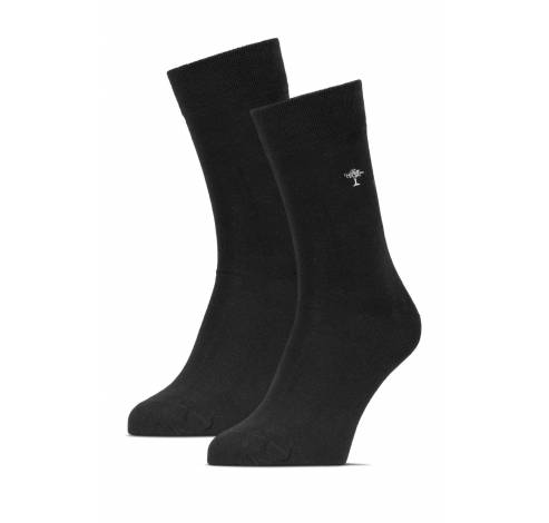 Dubbelpak sokken met geborduurd logo Zwart 39-42  Fynch-Hatton