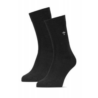 Dubbelpak sokken met geborduurd logo Zwart 43-46  Fynch-Hatton