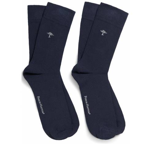 Dubbelpak sokken met geborduurd logo Navy 39-43  Fynch-Hatton