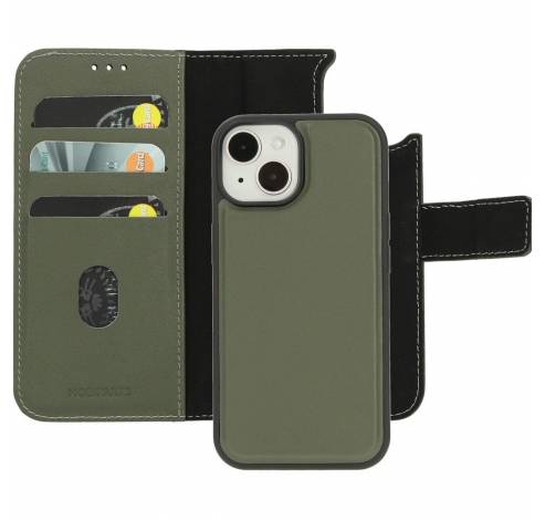 Leather 2 in1 Wallet Case iPhone 15 Green     Mobiparts