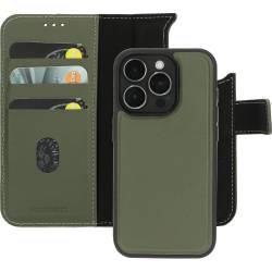 Leather 2 in1 Wallet Case iPhone 15 Pro Green Mobiparts