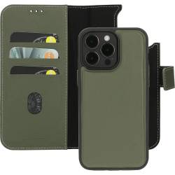 Leather 2 in1 Wallet Case iPhone 15 Pro Max Green    Mobiparts
