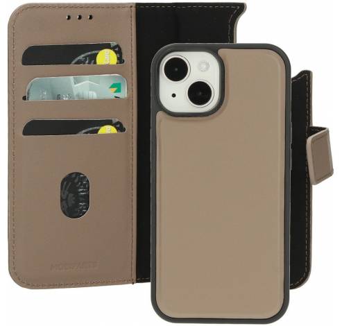 Leather 2 in1 Wallet Case iPhone 15 Taupe     Mobiparts