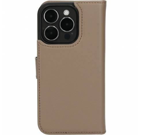 Leather 2 in1 Wallet Case iPhone 15 Pro Taupe  Mobiparts