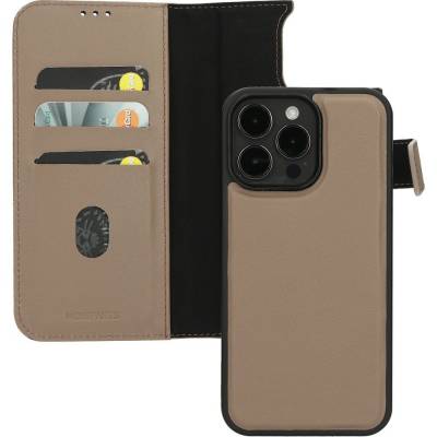 Leather 2 in1 Wallet Case iPhone 15 Pro Max Taupe     Mobiparts