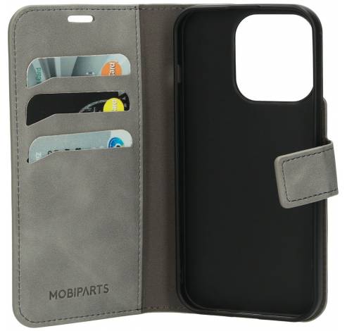 Classic Wallet Case Apple iPhone 15 Pro Grey   Mobiparts