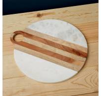 Serveerplank Marble+wood round board 