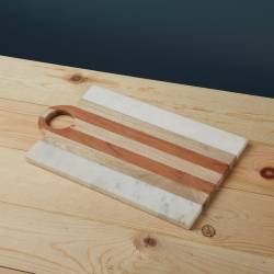 Serveerplank Marble+wood rectangular board 