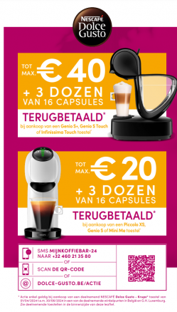 Krups Dolce Gusto: cashback + capsules terugbetaald