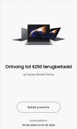 Samsung Galaxy Book4 series: Tot €250 cashback
